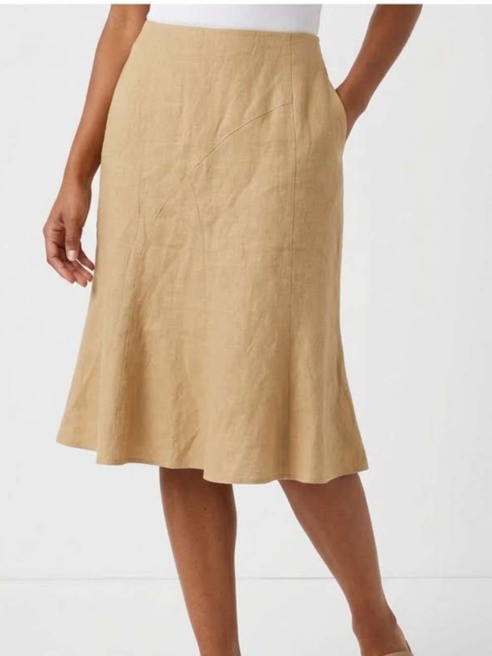 VINTAGE Italian Tulip Hem Skirt Knee Length Linen Blend Size 8